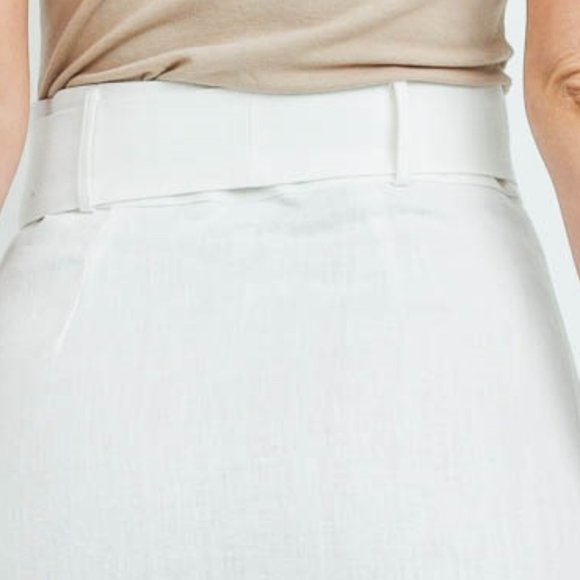 Belted Linen Button Skirt off white - Picture 7 of 10